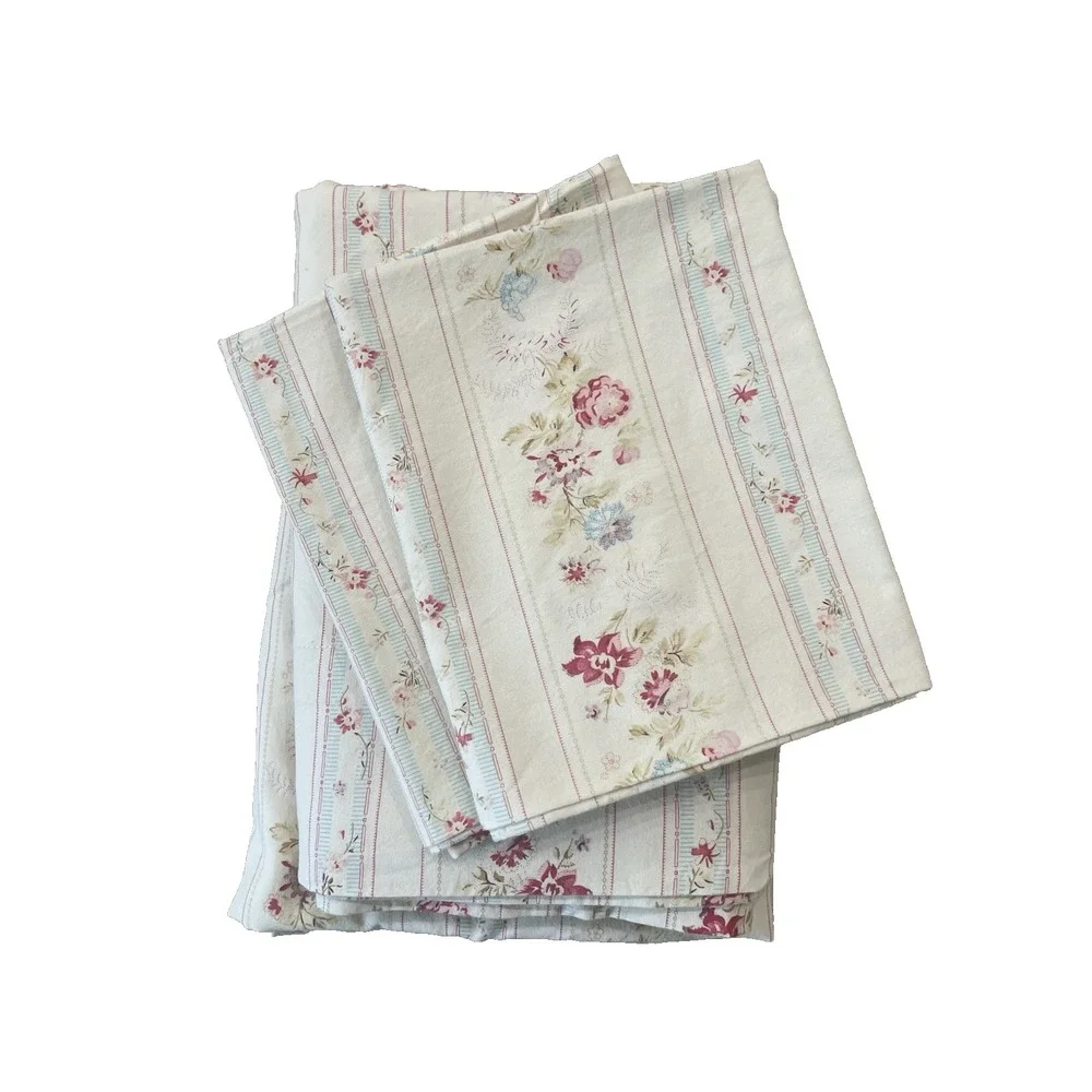Vtg Ralph Lauren Josie Floral FULL 4 Pc Sheet Set Fitted Flat 2 Stnd Pillowcases